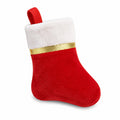 Calza decorativa natalizia 20 cm in tessuto peluche rosso bianco e oro con passante