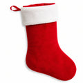 Calza natalizia 45 cm in tessuto effetto peluche rosso bianco con passante da appendere