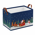 Cesto contenitore 40 x 30 x 30 cm in tessuto blu con manici - pieghevole per organizzazione