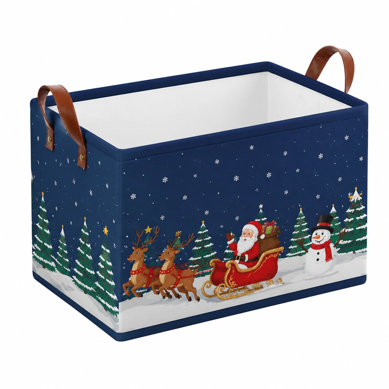 Cesto contenitore 40 x 30 x 30 cm in tessuto blu con manici - pieghevole per organizzazione