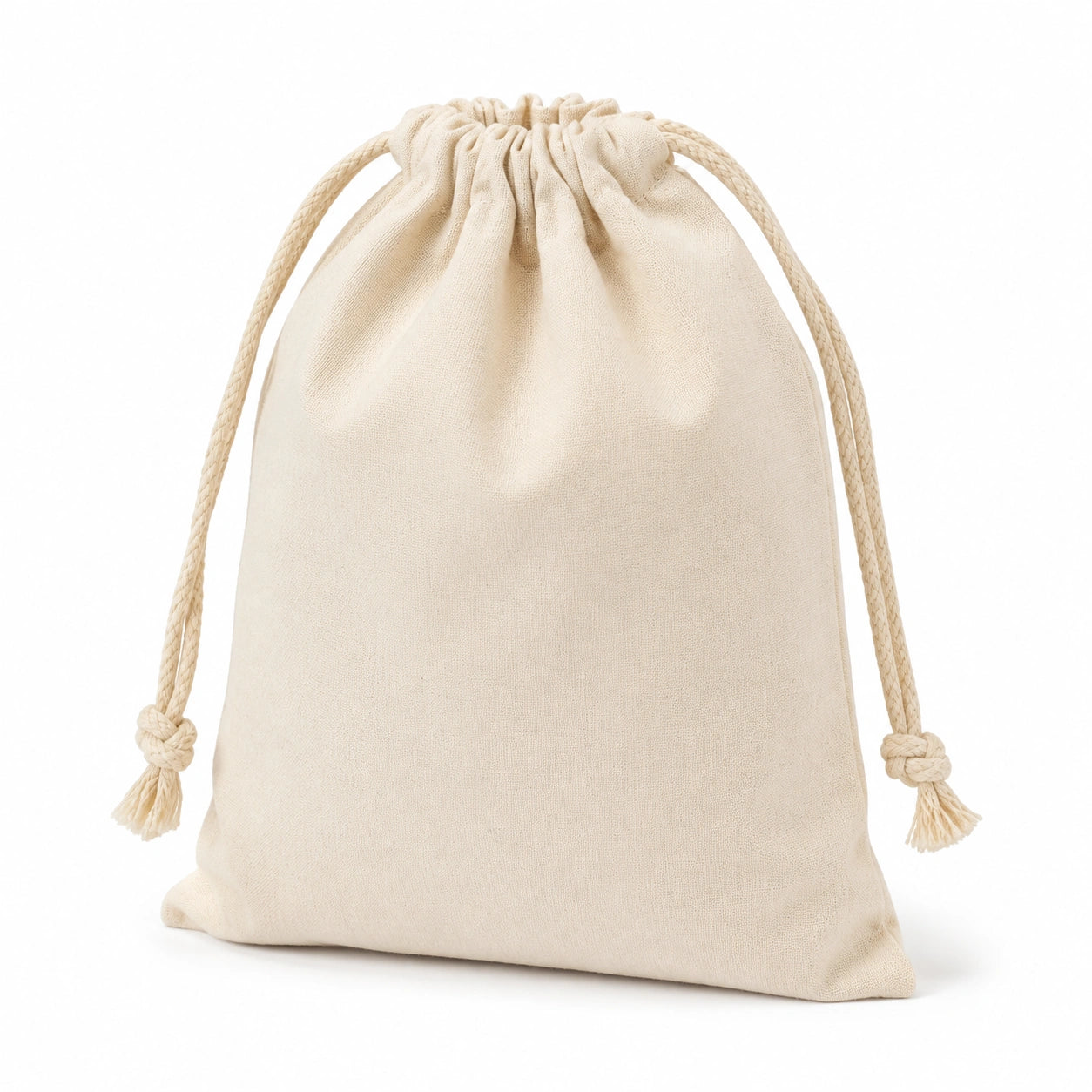 Sacchetto con coulisse 30 x 40 cm in cotone beige per organizzazione stile semplice