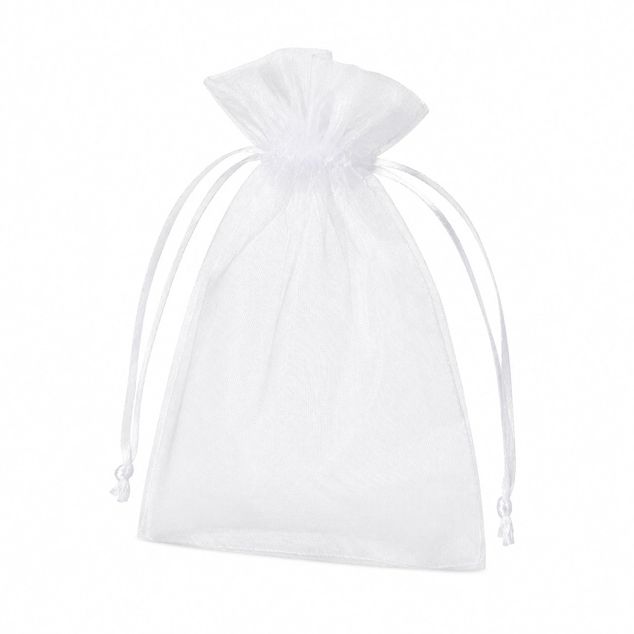 Sacchetto regalo 10 x 15 cm in organza bianca con chiusura a coulisse
