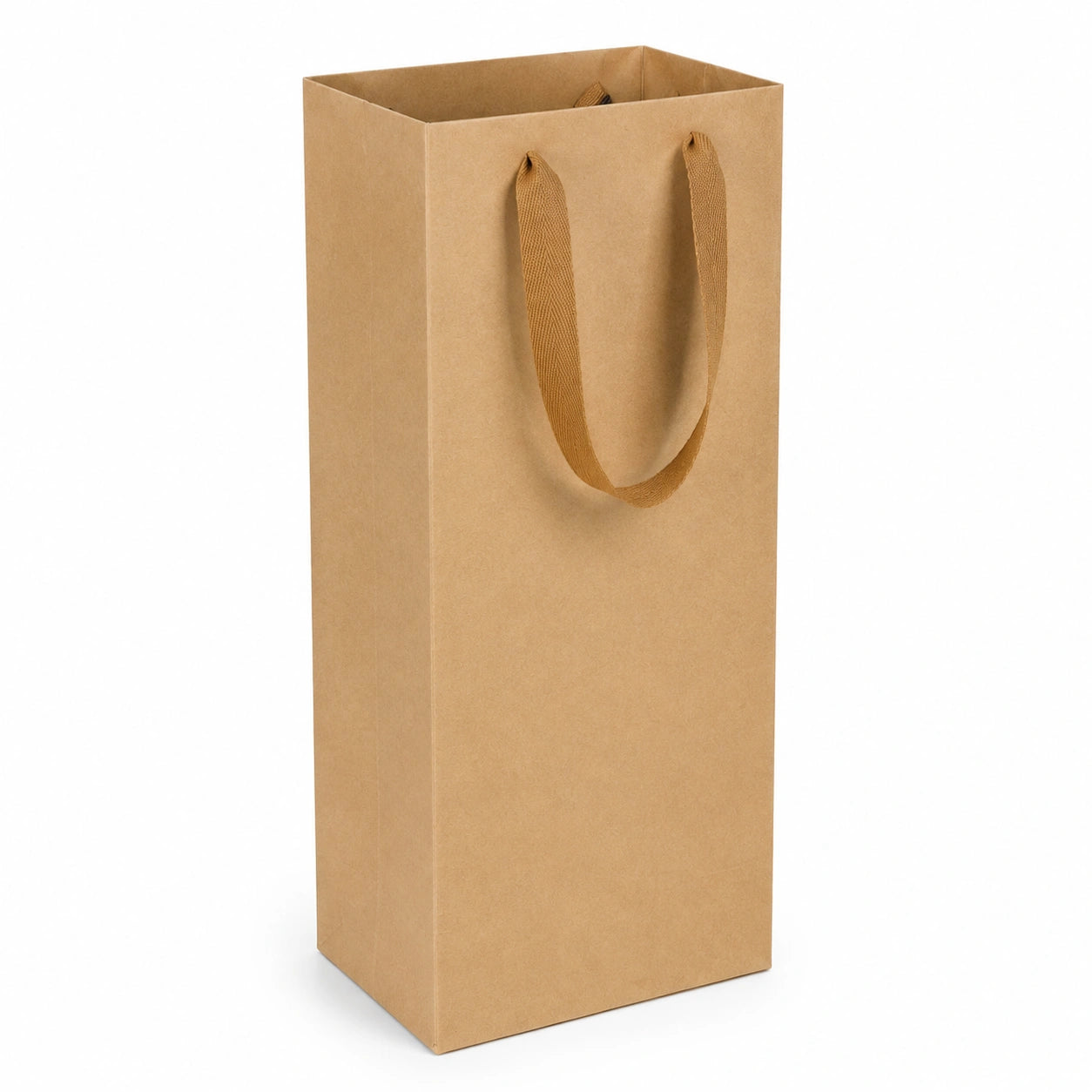 Sacchetto regalo 12 x 9 x 35 cm in carta kraft marrone con manici in tessuto - per bottiglia