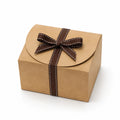 Scatola regalo 12 x 12 x 12 cm in cartone kraft marrone con nastro decorativo