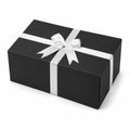 Scatola regalo 30 x 20 x 10 cm in cartone nero e bianco con nastro decorativo stile elegante