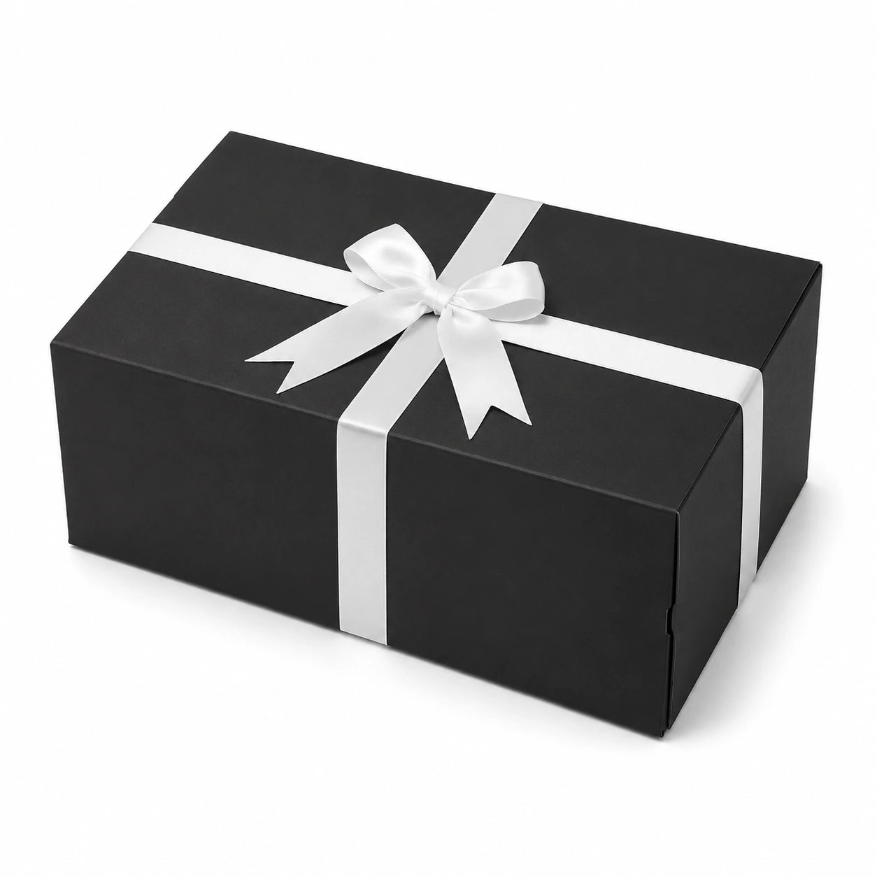 Scatola regalo 30 x 20 x 10 cm in cartone nero e bianco con nastro decorativo stile elegante