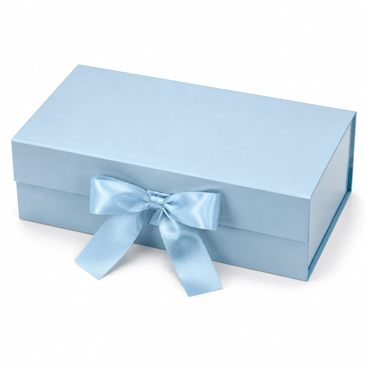 Scatola regalo 30 x 20 x 10 cm in cartone azzurro con nastro in raso stile elegante