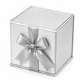 Scatola regalo 20 x 20 x 20 cm in cartoncino argento con nastro in raso - cubica decorativa