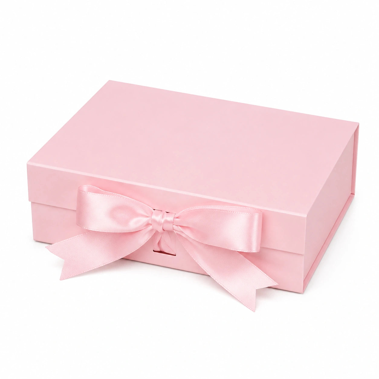 Scatola regalo 30 x 22 x 8 cm in cartone rosa con nastro satinato - confezione rettangolare decorativa