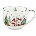 Tazza in ceramica 0.50 L bianco verde con manico - motivo invernale
