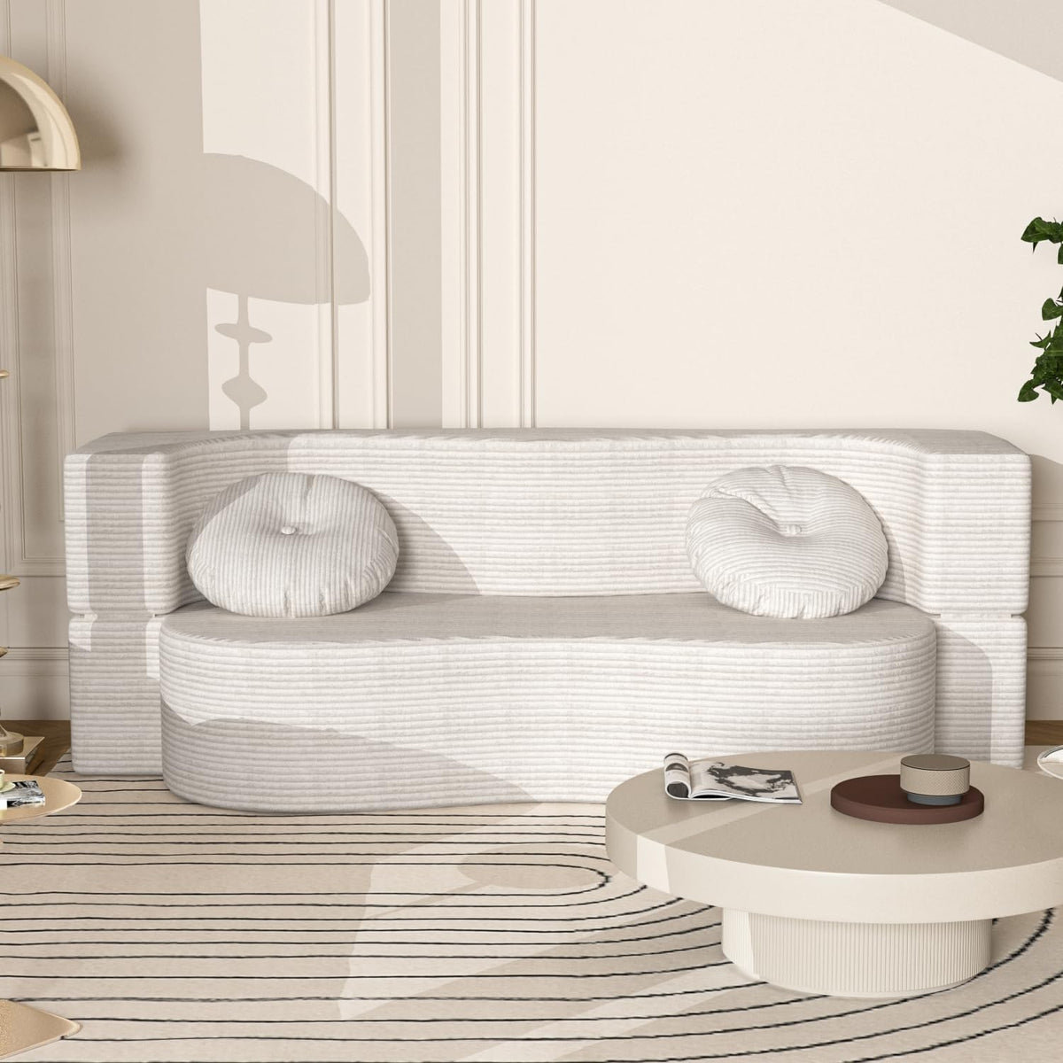 Sofa, CASSILANDO, Biały, 2-osobowa, składana konstrukcja