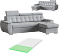 Sofa narożna, Robin, 240 x 165 x 87 cm, Szary/Biały, funkcja spania, miejsce do przechowywania