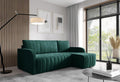Sofa, LIKMA, 200x140 cm, Szary/Brązowy, aksamit, funkcja spania