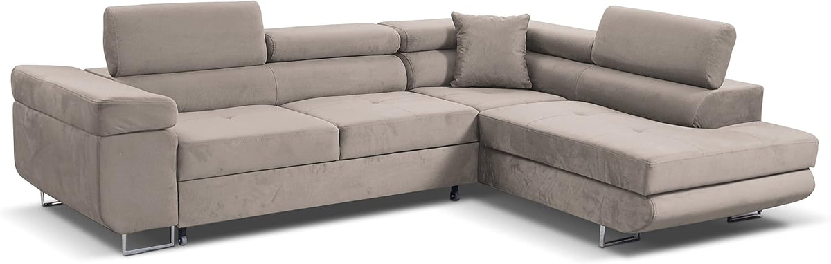 Sofa rozkładana, MargaretHome24, 271 cm, Beżowy, funkcja spania, regulowane podłokietniki