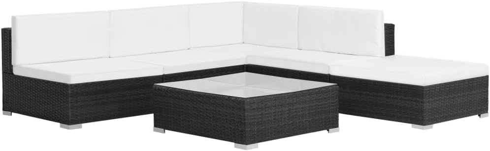 LoogCape, Zestaw wypoczynkowy, 70 x 70 x 26 cm, Czarny/Beżowy/Biały, polirattan, modułowa konstrukcja, odporność na warunki atmosferyczne