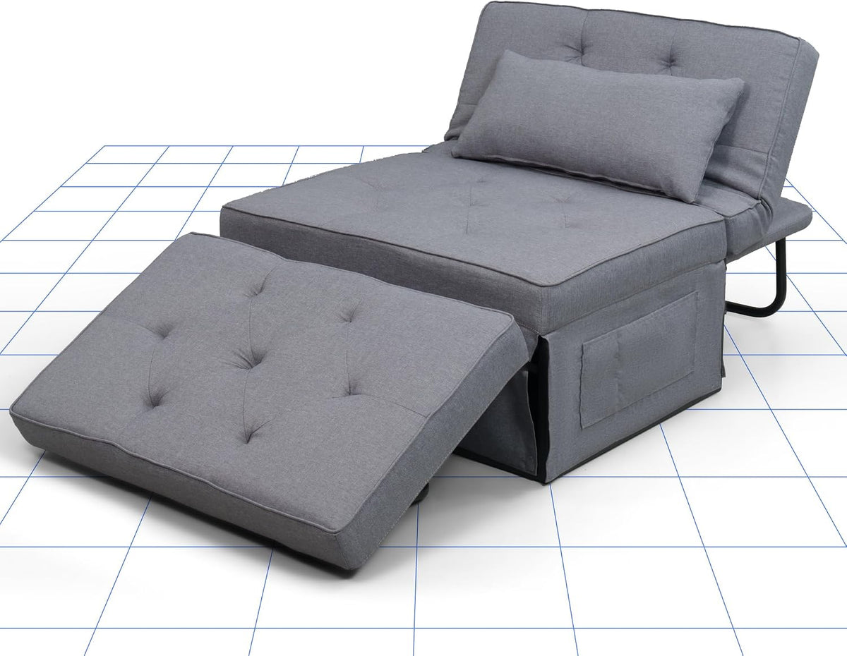 Sofa, FLEXISPOT, 4 W, 300 kg, Szary, regulowane oparcie, składana konstrukcja, 3 w 1
