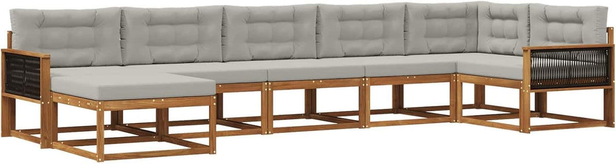 Sofa, QZZCED, 406 x 168,5 x 73 cm, Szary, lite drewno, modułowa konstrukcja