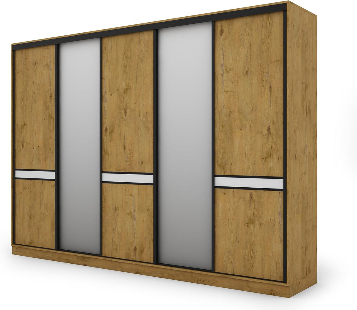 Szafa do sypialni, e-Meblast, 340 x 244 x 66 cm, Czarny/Brązowy, MDF