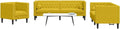 YunCangg, Sofa, 71 x 74,5 x 70,5 cm, Żółty, lite drewno, 2-osobowej