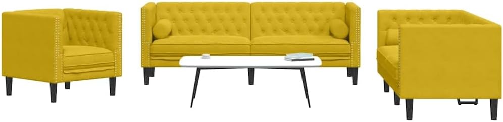 YunCangg, Sofa, 71 x 74,5 x 70,5 cm, Żółty, lite drewno, 2-osobowej