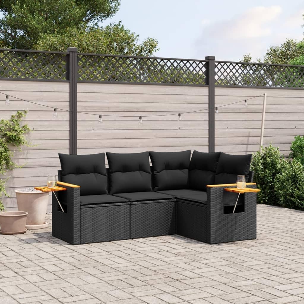 Sofa, 4-TLG, Tonture, 62 x 62 x 69 cm, Czarny, stal malowana proszkowo, miejsce do przechowywania, składana konstrukcja, modułowa konstrukcja
