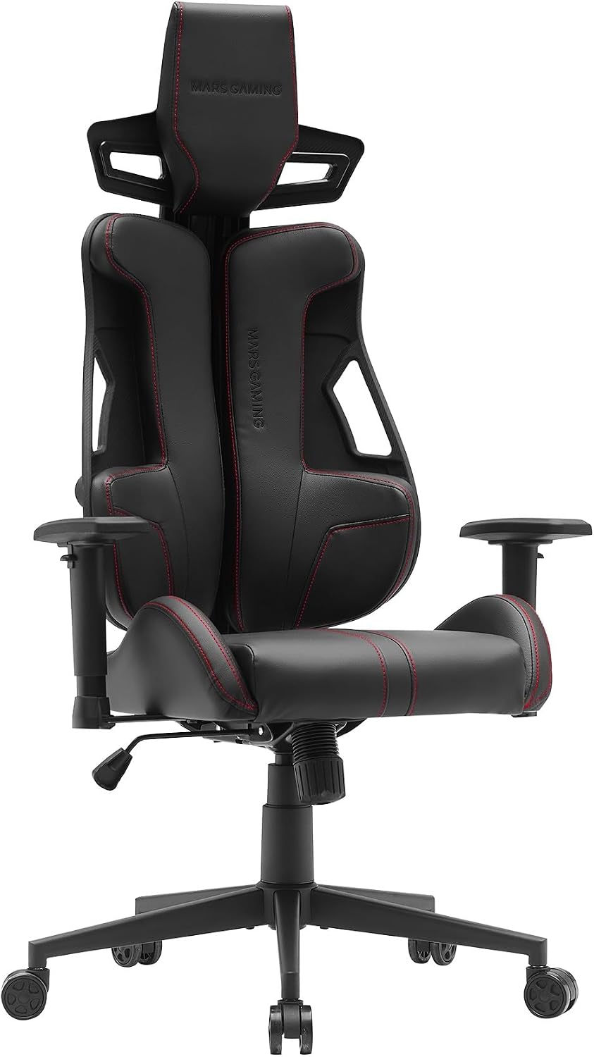 Mars Gaming, Fotel gamingowy, Czerwony, regulowane podłokietniki