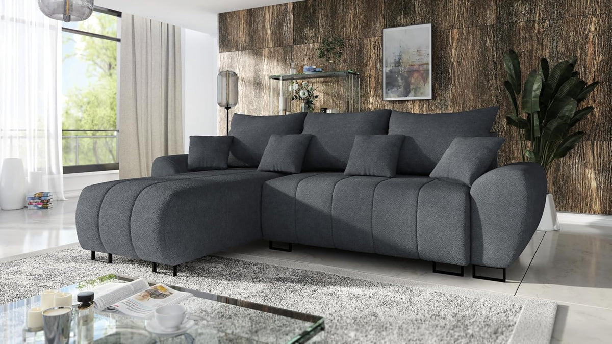 Sofa rozkładana, DMSM, 310 cm, Szary, metal, funkcja spania