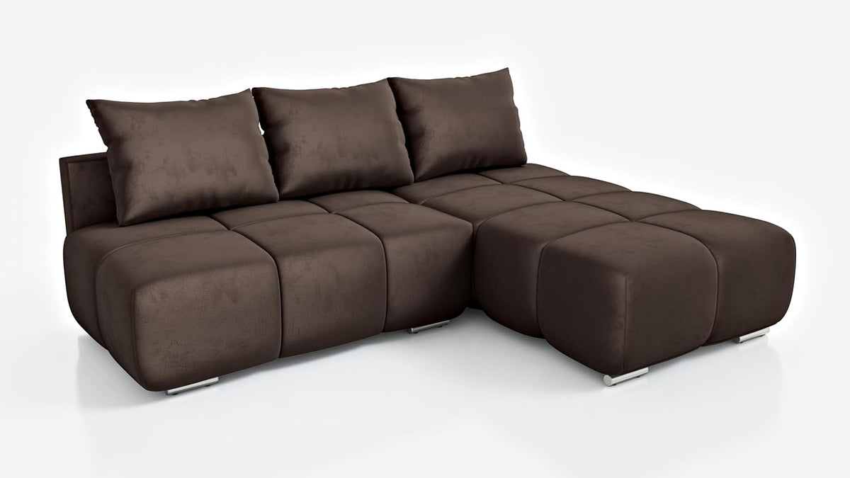 Sofa rozkładana, DMSM, 260 cm, Brązowy, aksamit, funkcja spania