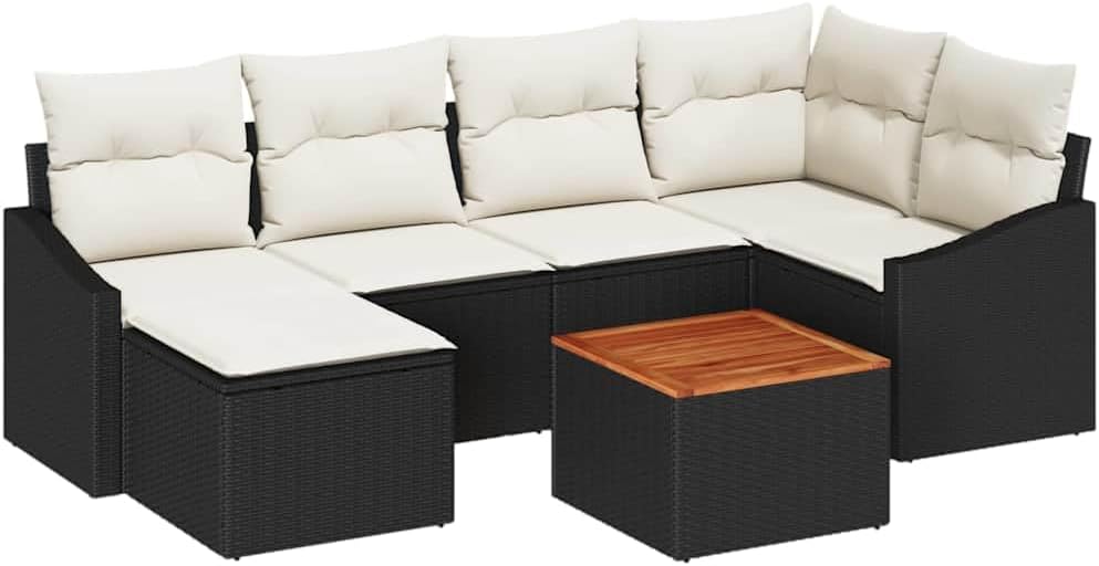 vidaXL, Sofa, 55 x 62 x 85 cm, Czarny/Beżowy, lite drewno, modułowa konstrukcja, odporność na warunki atmosferyczne, ochrona UV