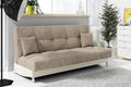 Sofa, LIKMA, 195x91x85 cm, Szary/Beżowy, skóra ekologiczna, 3-Osobowa, funkcja spania