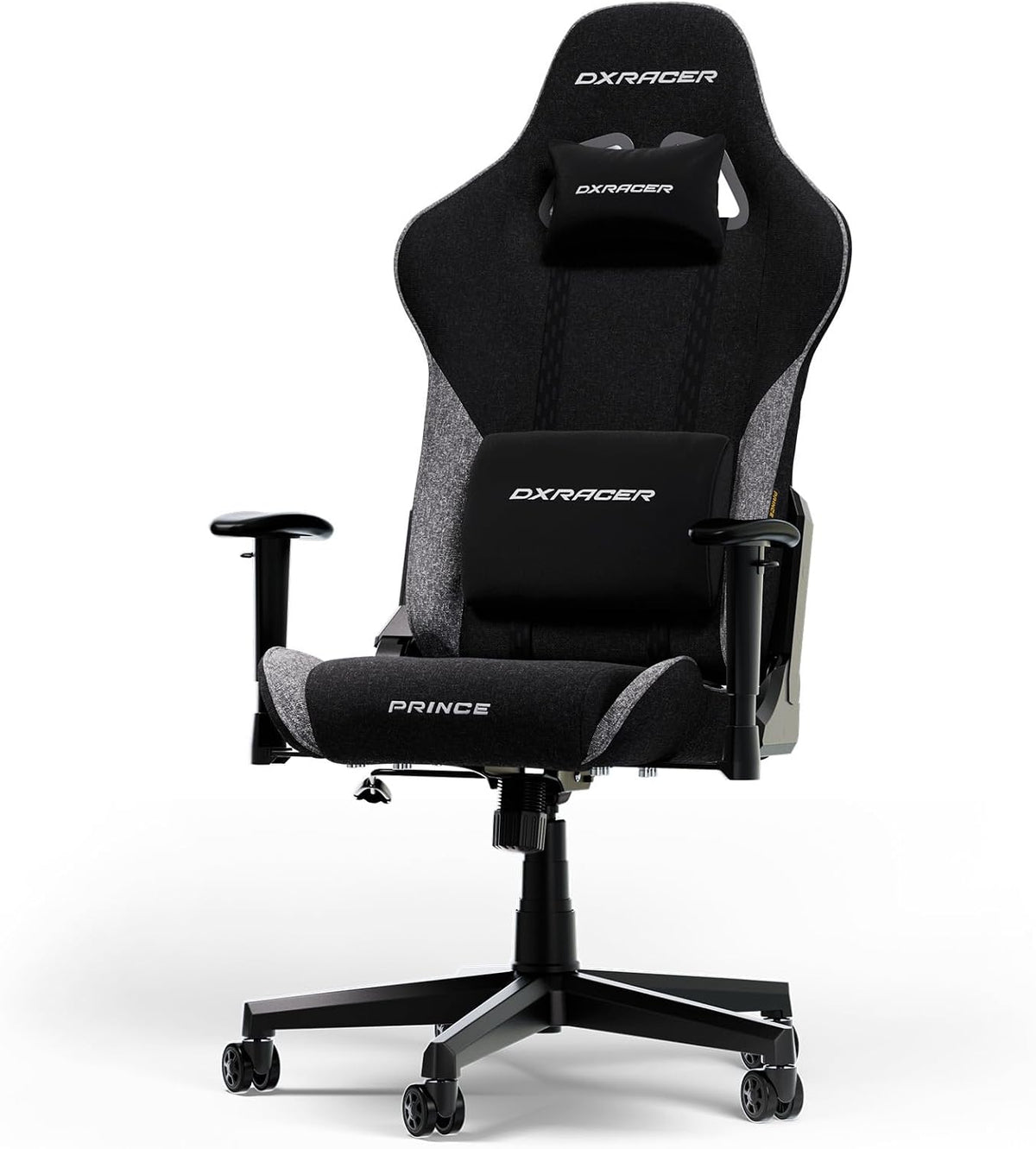 Fotel gamingowy, DXRacer, 185 cm, Czarny/Szary, regulowane oparcie