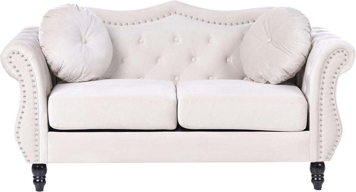 Sofa, Beliani, 120x55 cm, Beżowy, aksamit, 2-osobowa