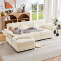 Sofa narożna, VSOGA, 86 cm, Szary/Biały, lite drewno, 3-osobowa, regulowane podłokietniki