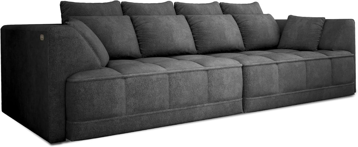 Sofa, DomiMeble, 302 cm, Czarny/Szary, funkcja spania