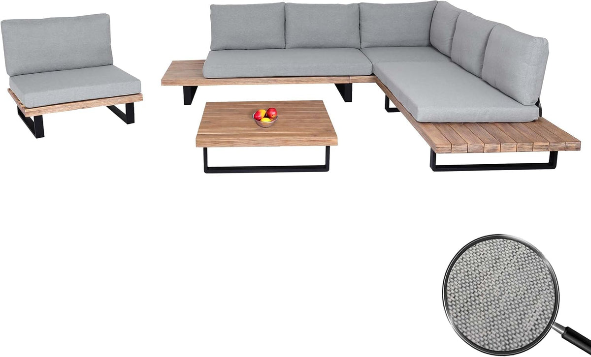 Mendler, Sofa, HWC-H54, 75 x 255 x 255 cm, Brązowy/Szary, aluminium
