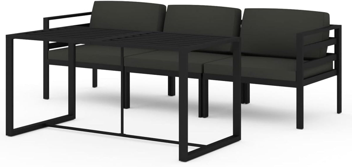 WGYHOME, Sofa, 120 x 60 x 66 cm, Antracytowy, polirattan, modułowa konstrukcja, odporność na warunki atmosferyczne