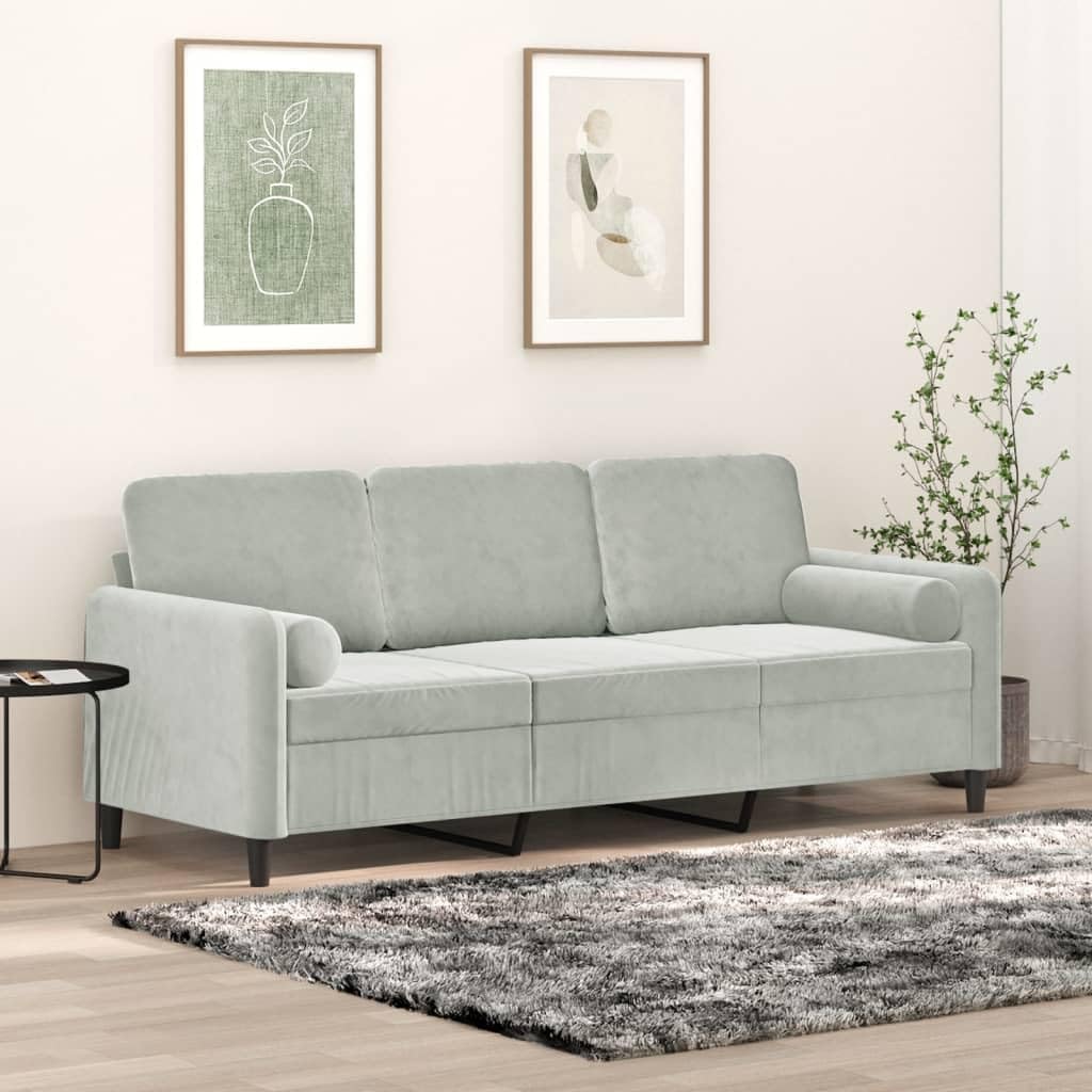 Sofa, Keeushr, 180 cm, Szary, aksamit, 3-osobowa