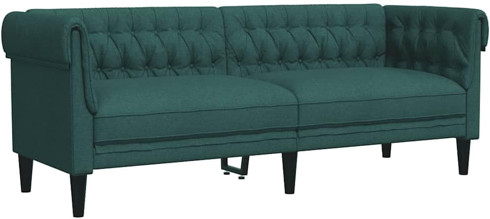 Sofa, vidaXL, 201,5 x 74,5 x 74,5 cm, Zielony, stal nierdzewna, 3-osobowa