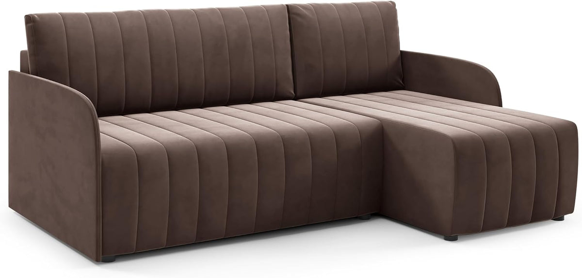 Sofa, LIKMA, 200x140 cm, Brązowy, aksamit, funkcja spania