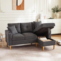 Sofa narożna, OKMYHOME, 175 x 129 x 90 cm, Szary, lite drewno, 3-osobowa, modułowa konstrukcja