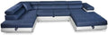 Sofa rozkładana, 266 x 125 cm, Szary, skóra ekologiczna, funkcja spania