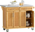 Mobilne wyspy do przechowywania, FKW69-N, SoBuy, 55,7 kg, 71 cm, Brązowy, MDF, 2 Szuflad, składana konstrukcja