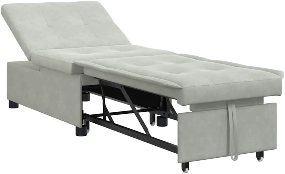vidaXL, Sofa, 194 x 67 x 82 cm, Szary, aksamit, funkcja spania