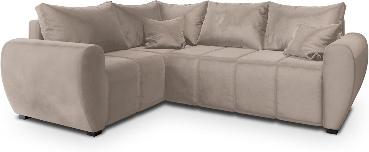 Sofa rozkładana, Masseno, 140x200 cm, Beżowy, płyta wiórowa, funkcja spania, miejsce do przechowywania