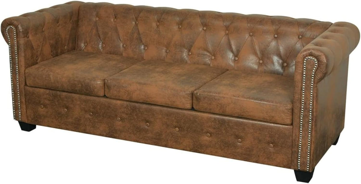 Sofa rozkładana, Mogou, 200,5 x 76 x 70 cm, Brązowy, 3-osobowa