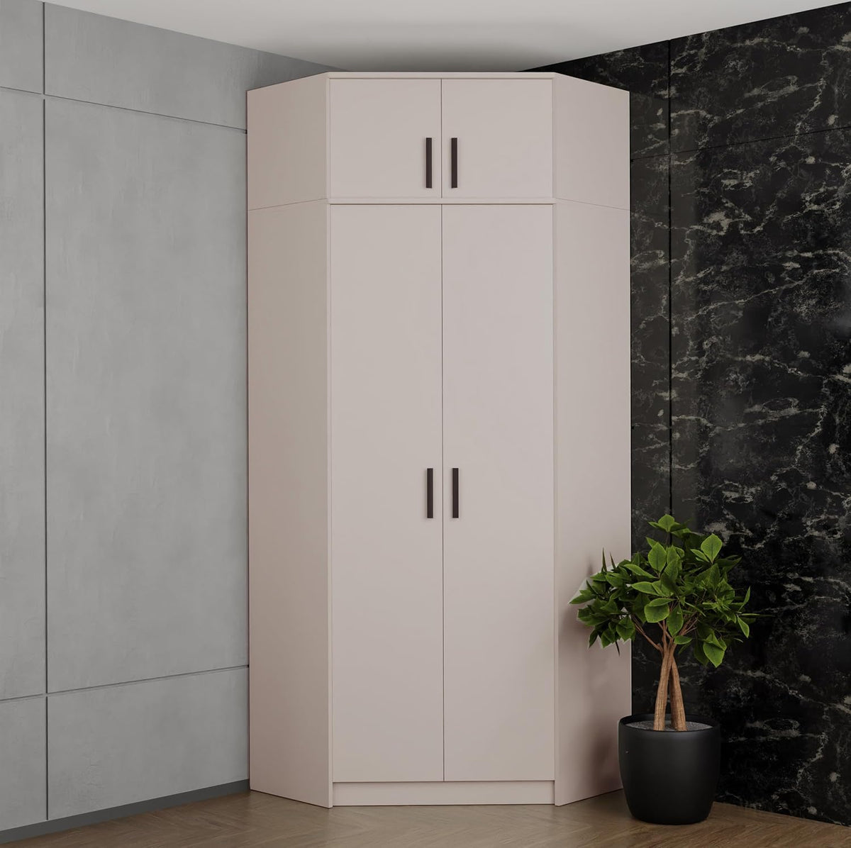 Szafa do sypialni, Design Möbel, 91 x 235 x 91 cm, 08 W, Szary/Czarny, płyta wiórowa