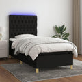 Łóżko kontynentalne, Tonture, 100 x 200 cm, 5 V, Czarny, lite drewno, oświetlenie LED, USB