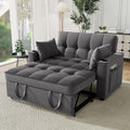 Sofa, 150 kg, 137 x 76,5 x 83 cm, Szary/Czarny, lite drewno, 2-osobowa, funkcja spania, miejsce do przechowywania, składana konstrukcja