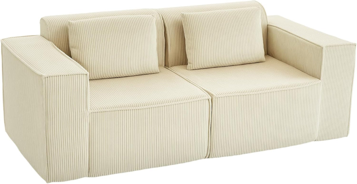 Sofa, HOMCOM, 202 cm, Beżowy, sztruks, 3-osobowa, pilot zdalnego sterowania
