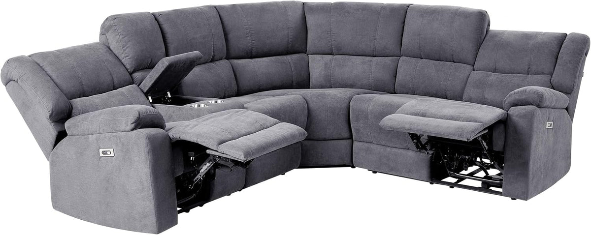 Sofa, Beliani, 200x56 cm, 50 W, 29 V, Szary, 5-osobowy, regulowane oparcie, USB
